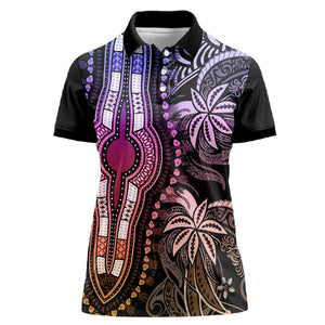 Polynesia Mixed African Dashiki Women Polo Shirt Afro-pacific Culture - Pastel