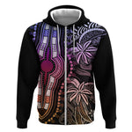 Polynesia Mixed African Dashiki Zip Hoodie Afro-pacific Culture - Pastel