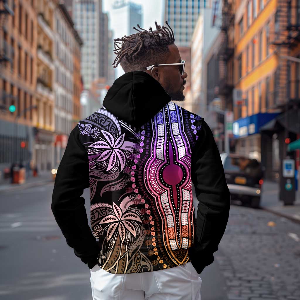 Polynesia Mixed African Dashiki Zip Hoodie Afro-pacific Culture - Pastel