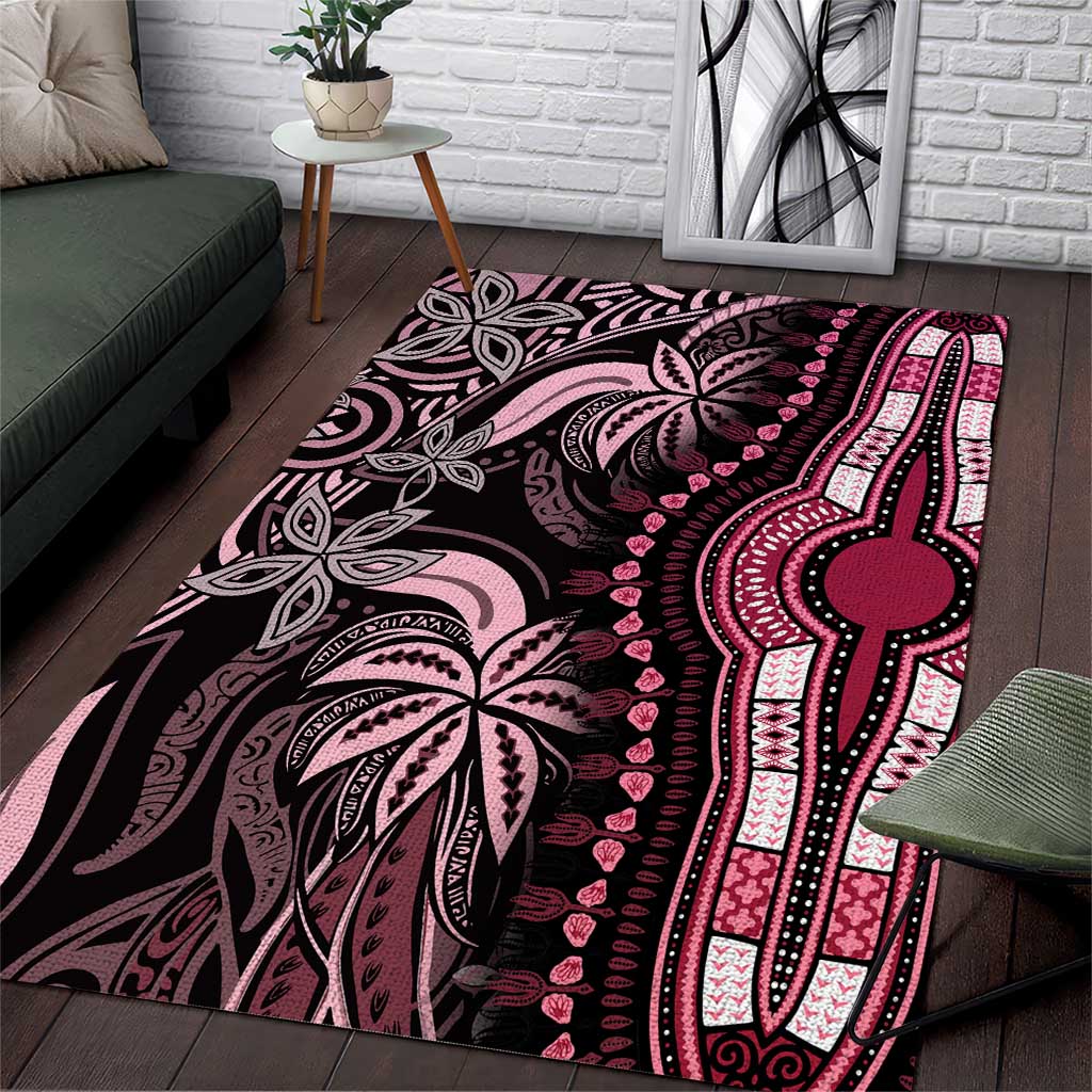 Polynesia Mixed African Dashiki Area Rug Afro-pacific Culture - Pink