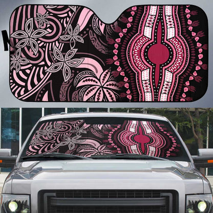 Polynesia Mixed African Dashiki Auto Sun Shade Afro-pacific Culture - Pink