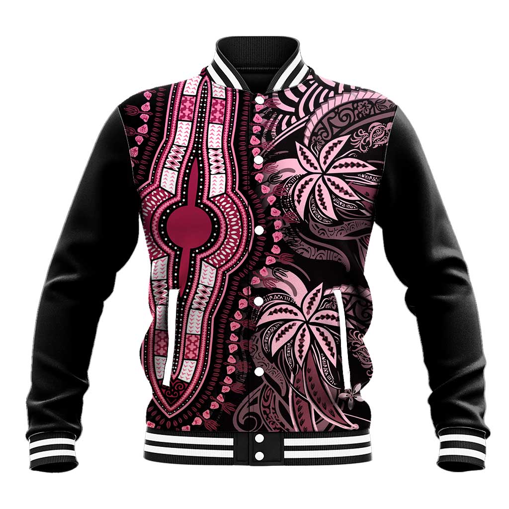 Polynesia Mixed African Dashiki Baseball Jacket Afro-pacific Culture - Pink