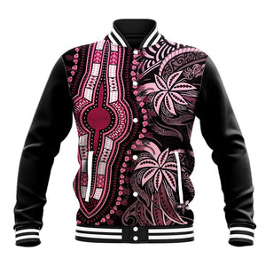 Polynesia Mixed African Dashiki Baseball Jacket Afro-pacific Culture - Pink