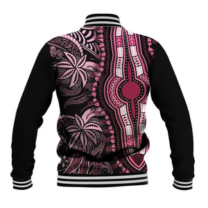 Polynesia Mixed African Dashiki Baseball Jacket Afro-pacific Culture - Pink