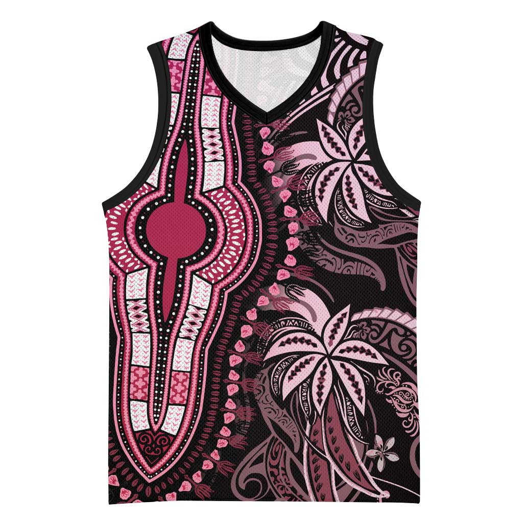 Polynesia Mixed African Dashiki Basketball Jersey Afro-pacific Culture - Pink LT9