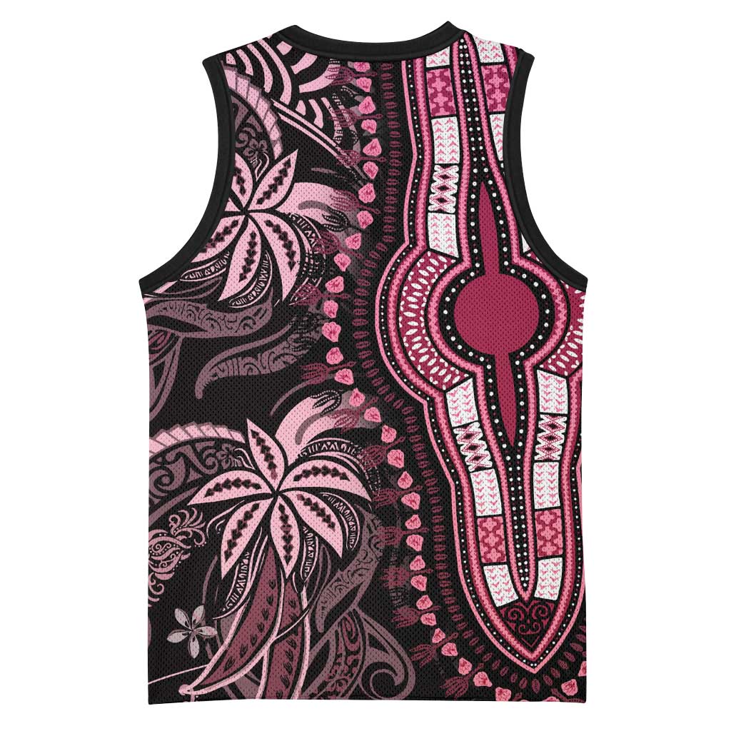 Polynesia Mixed African Dashiki Basketball Jersey Afro-pacific Culture - Pink LT9