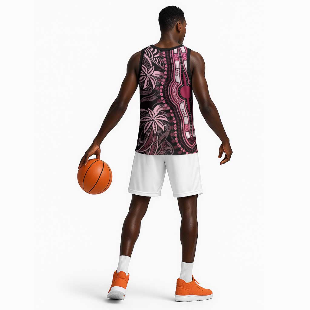 Polynesia Mixed African Dashiki Basketball Jersey Afro-pacific Culture - Pink LT9