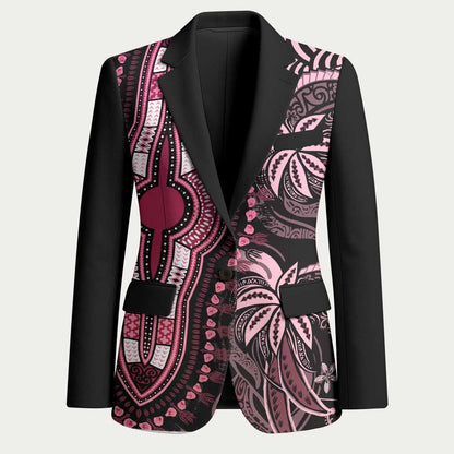 Polynesia Mixed African Dashiki Blazer Afro-pacific Culture - Pink