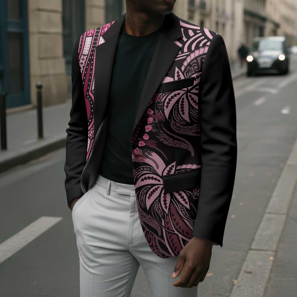 Polynesia Mixed African Dashiki Blazer Afro-pacific Culture - Pink