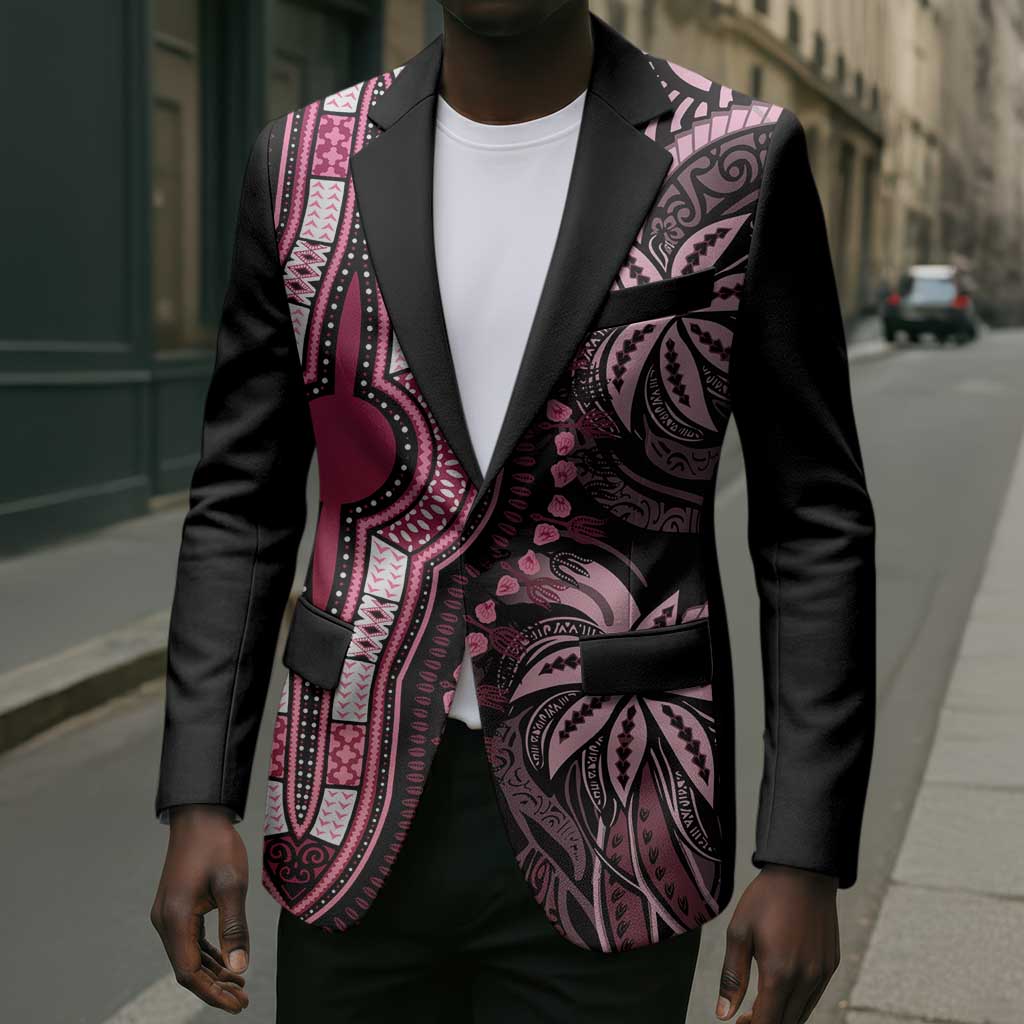 Polynesia Mixed African Dashiki Blazer Afro-pacific Culture - Pink