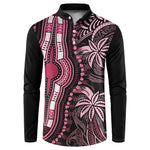 Polynesia Mixed African Dashiki Button Sweatshirt Afro-pacific Culture - Pink