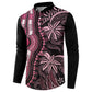 Polynesia Mixed African Dashiki Button Sweatshirt Afro-pacific Culture - Pink