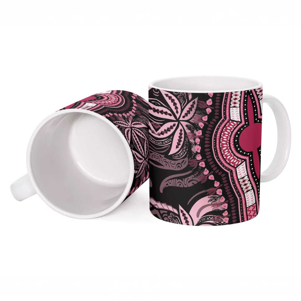 Polynesia Mixed African Dashiki Ceramic Mug Afro-pacific Culture - Pink