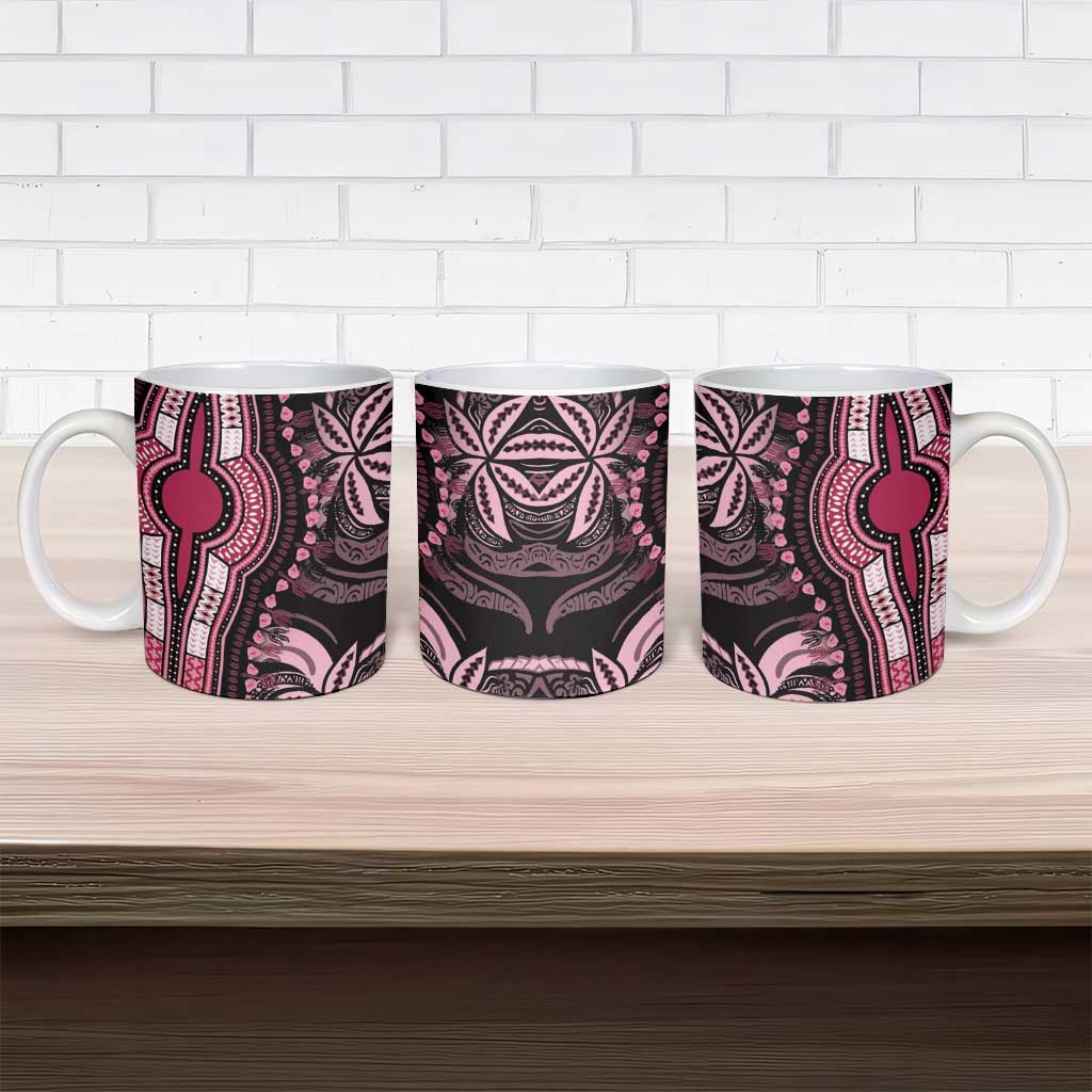 Polynesia Mixed African Dashiki Ceramic Mug Afro-pacific Culture - Pink