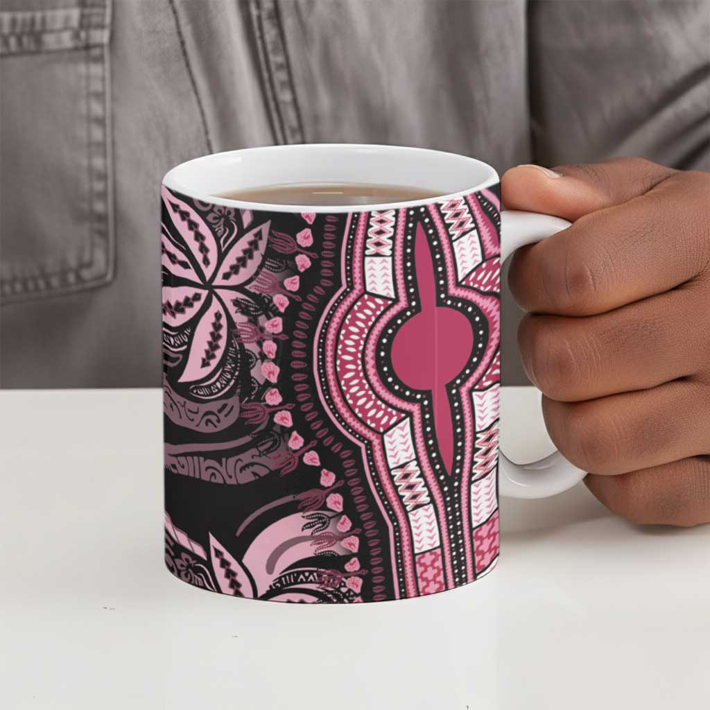 Polynesia Mixed African Dashiki Ceramic Mug Afro-pacific Culture - Pink