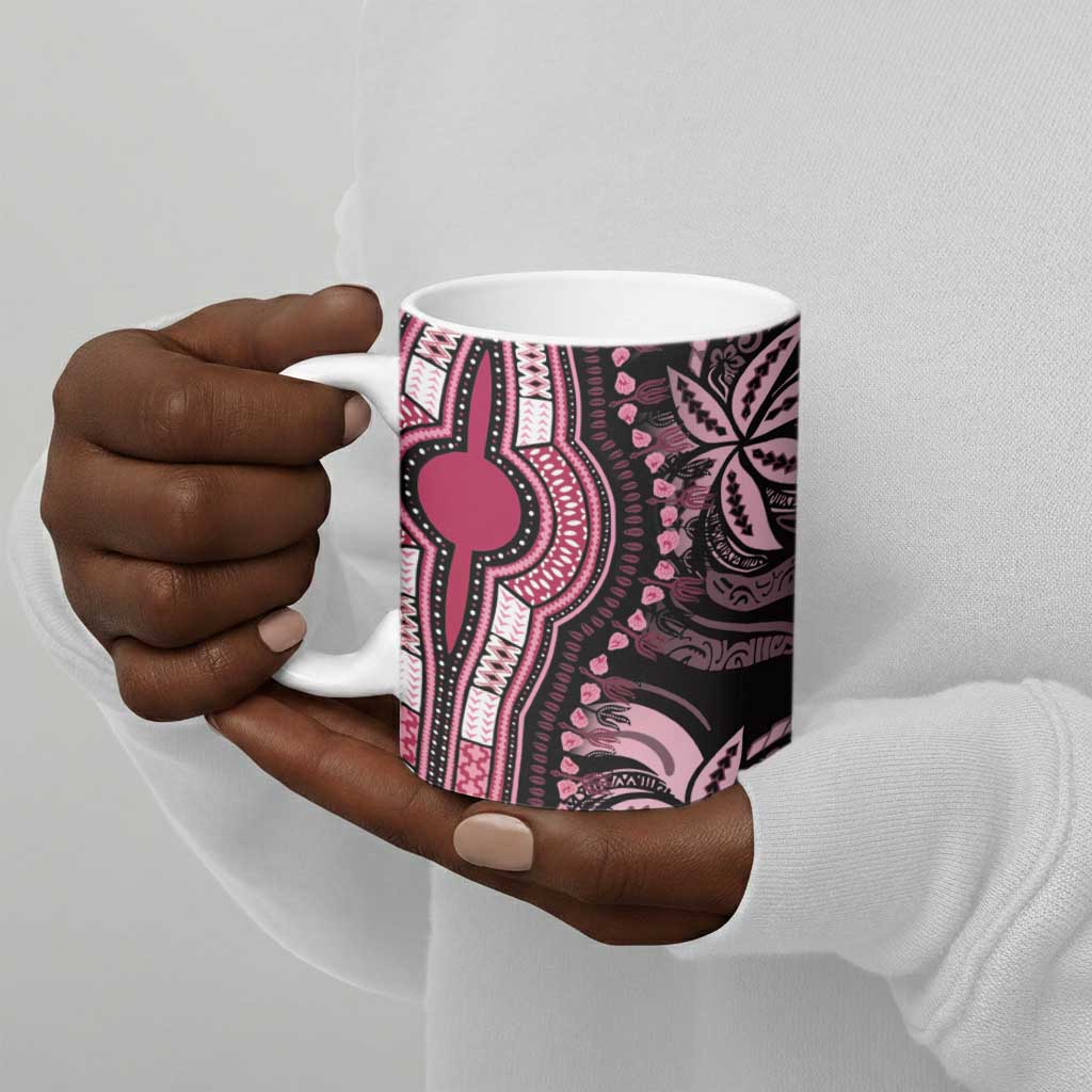Polynesia Mixed African Dashiki Ceramic Mug Afro-pacific Culture - Pink