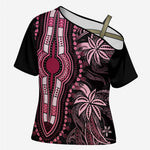 Polynesia Mixed African Dashiki Cross Shoulder Shirt Afro-pacific Culture - Pink