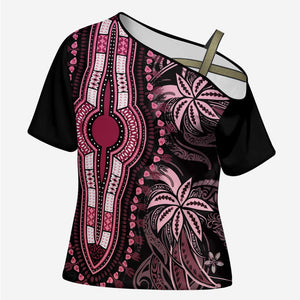 Polynesia Mixed African Dashiki Cross Shoulder Shirt Afro-pacific Culture - Pink