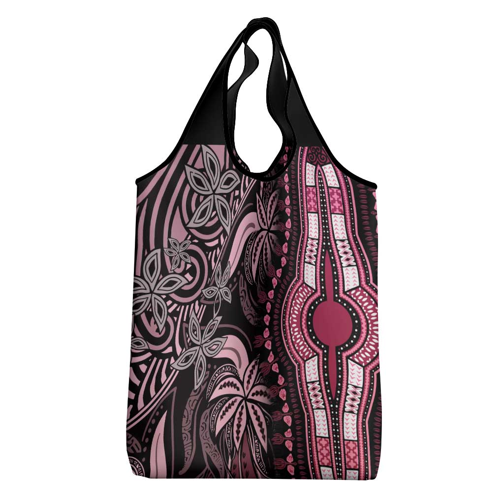 Polynesia Mixed African Dashiki Grocery Bag Afro-pacific Culture - Pink