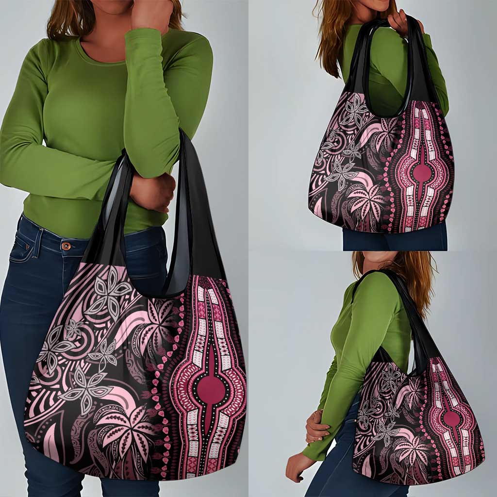 Polynesia Mixed African Dashiki Grocery Bag Afro-pacific Culture - Pink