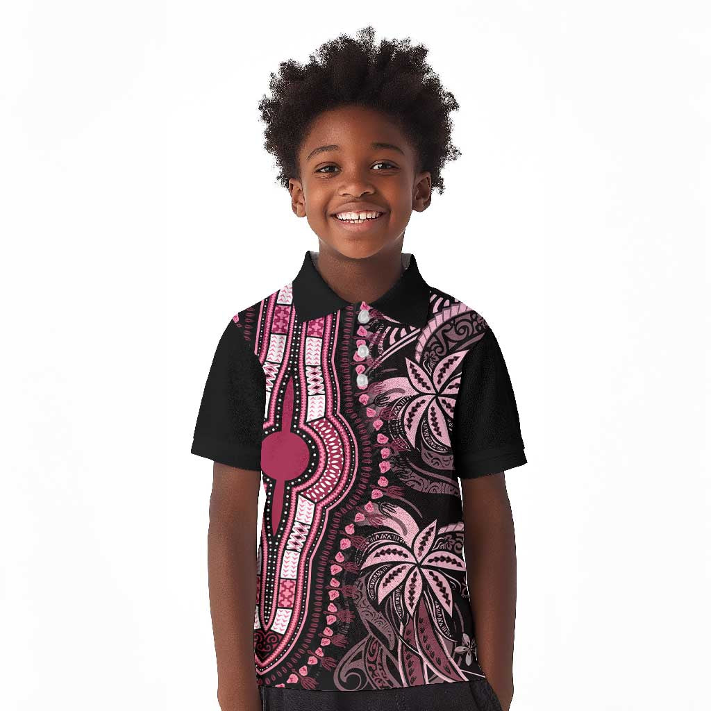 Polynesia Mixed African Dashiki Kid Polo Shirt Afro-pacific Culture - Pink