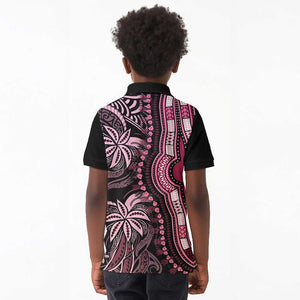 Polynesia Mixed African Dashiki Kid Polo Shirt Afro-pacific Culture - Pink