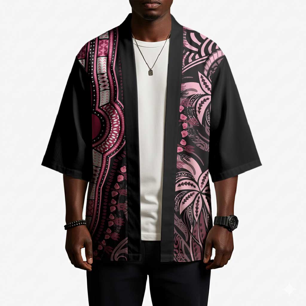 Polynesia Mixed African Dashiki Kimono Afro-pacific Culture - Pink