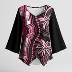 Polynesia Mixed African Dashiki Kimono Sleeve Blouse Afro-pacific Culture - Pink