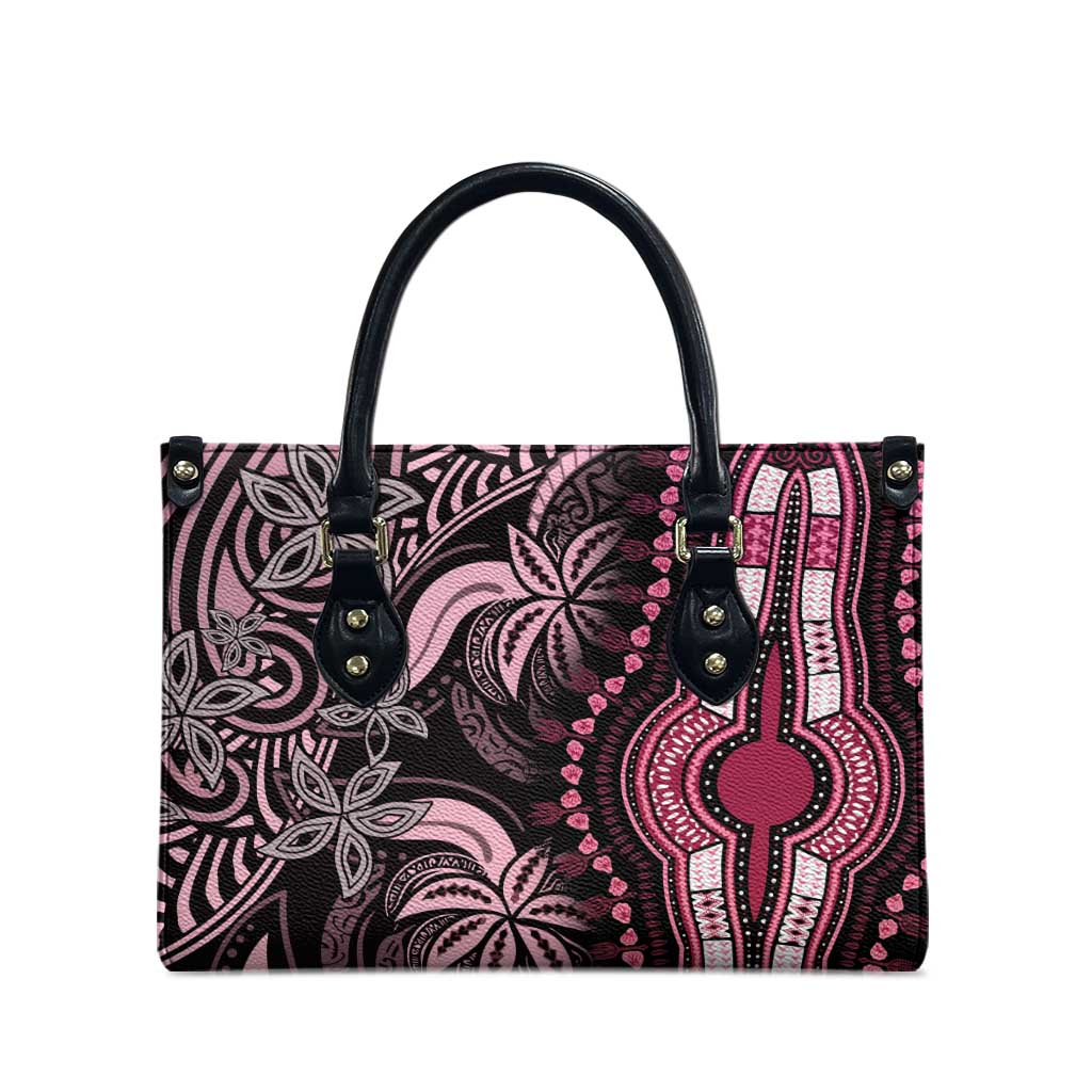 Polynesia Mixed African Dashiki Leather Bag Afro-pacific Culture - Pink