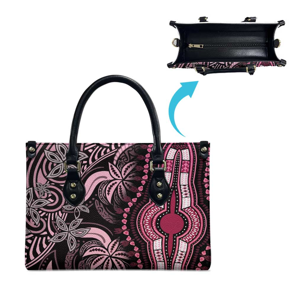 Polynesia Mixed African Dashiki Leather Bag Afro-pacific Culture - Pink