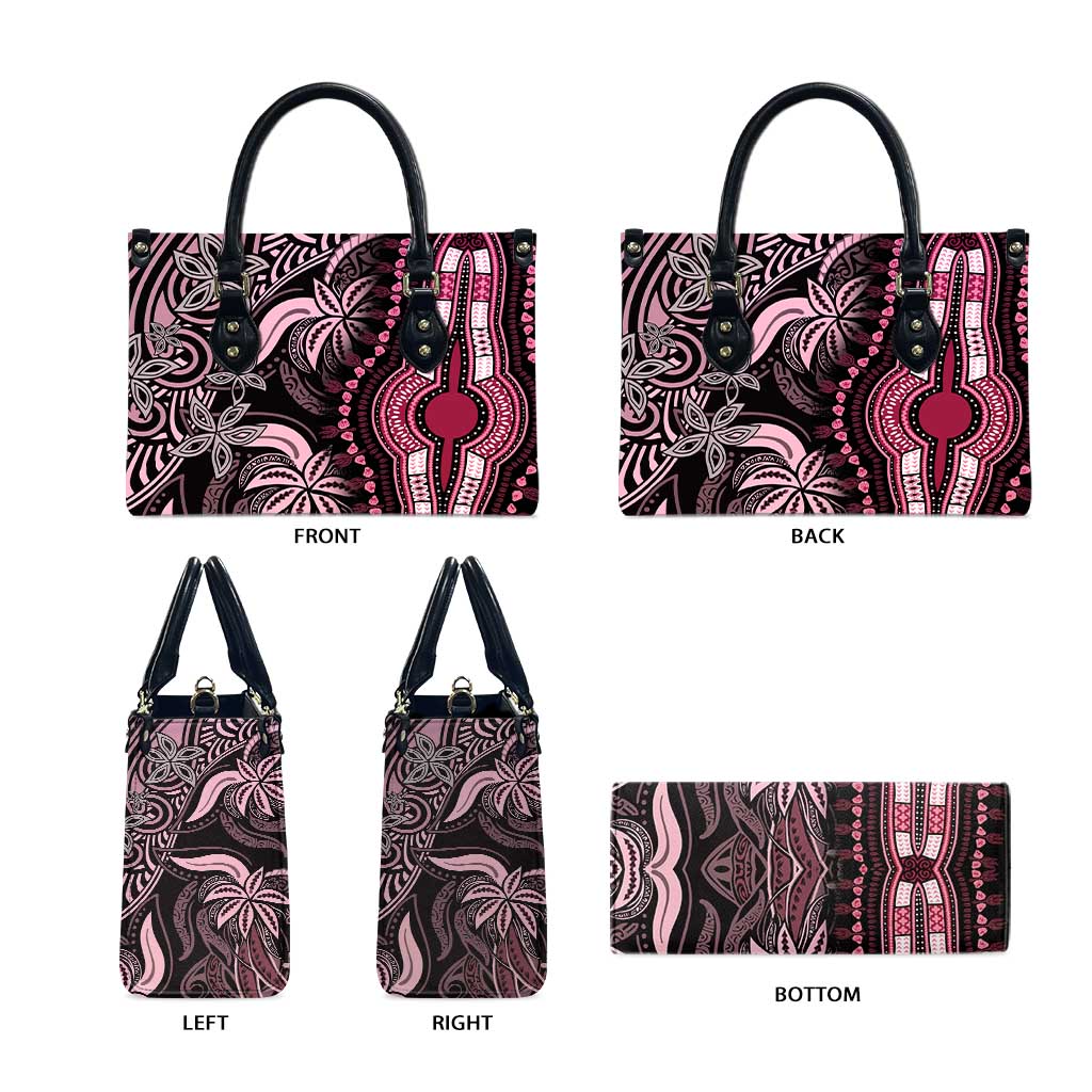Polynesia Mixed African Dashiki Leather Bag Afro-pacific Culture - Pink