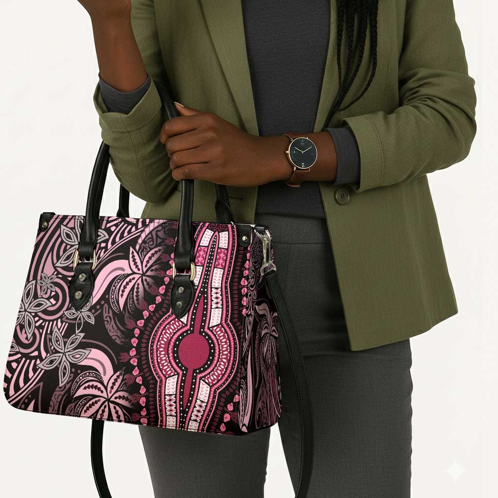 Polynesia Mixed African Dashiki Leather Bag Afro-pacific Culture - Pink