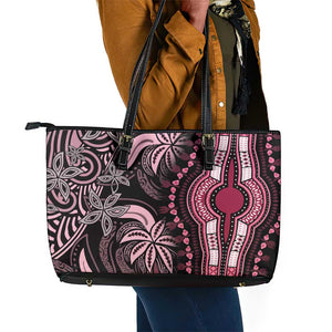 Polynesia Mixed African Dashiki Leather Tote Bag Afro-pacific Culture - Pink