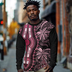 Polynesia Mixed African Dashiki Long Sleeve Shirt Afro-pacific Culture - Pink