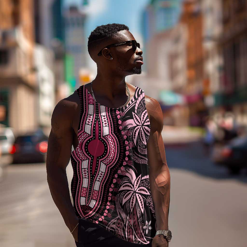 Polynesia Mixed African Dashiki Men Tank Top Afro-pacific Culture - Pink