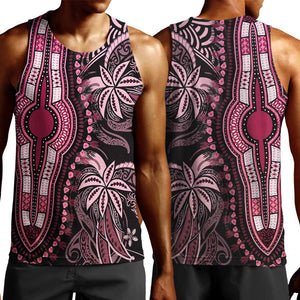 Polynesia Mixed African Dashiki Men Tank Top Afro-pacific Culture - Pink