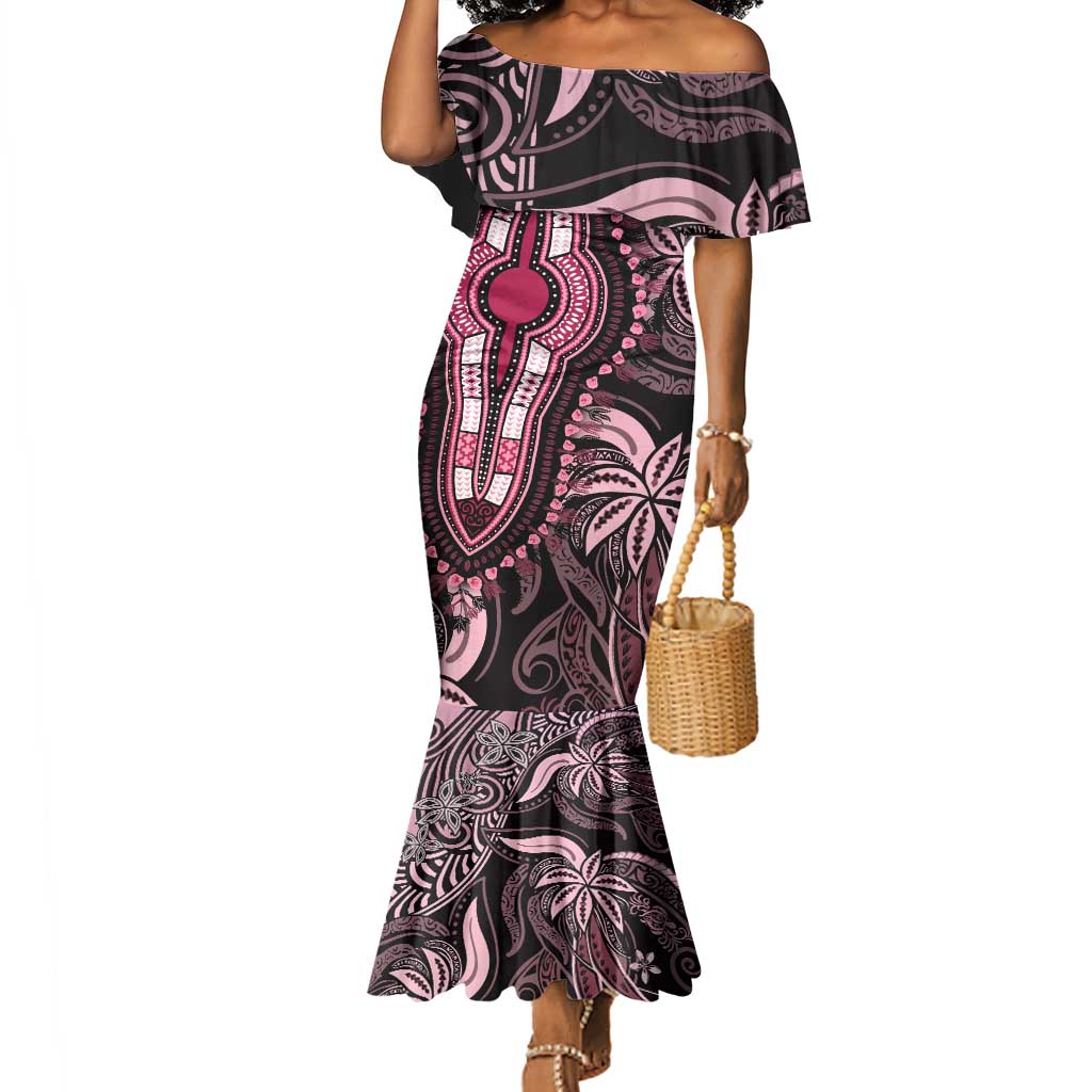 Polynesia Mixed African Dashiki Mermaid Dress Afro-pacific Culture - Pink