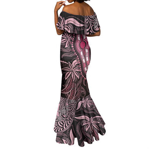 Polynesia Mixed African Dashiki Mermaid Dress Afro-pacific Culture - Pink