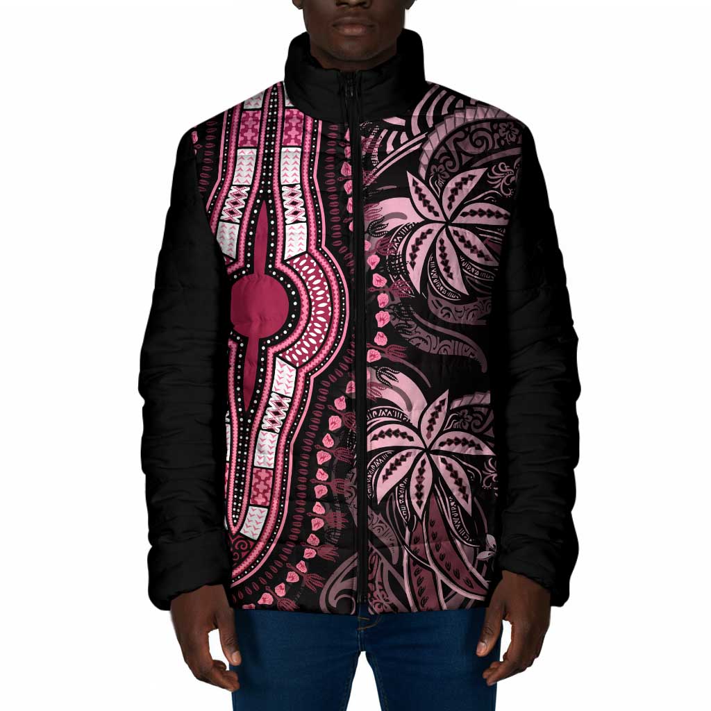 Polynesia Mixed African Dashiki Padded Jacket Afro-pacific Culture - Pink