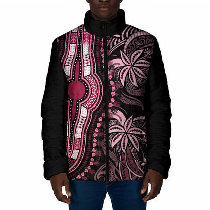 Polynesia Mixed African Dashiki Padded Jacket Afro-pacific Culture - Pink