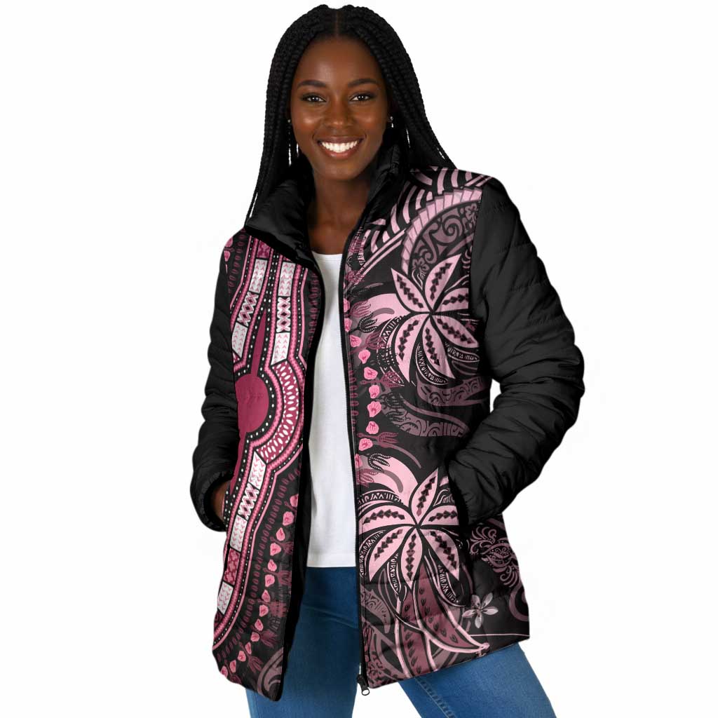 Polynesia Mixed African Dashiki Padded Jacket Afro-pacific Culture - Pink