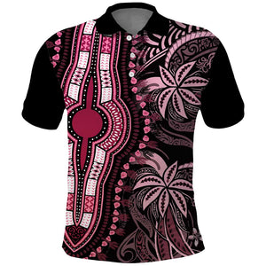 Polynesia Mixed African Dashiki Polo Shirt Afro-pacific Culture - Pink