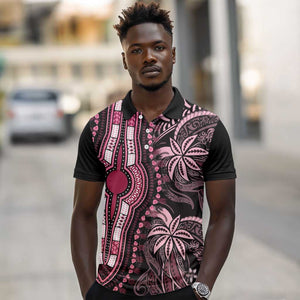 Polynesia Mixed African Dashiki Polo Shirt Afro-pacific Culture - Pink