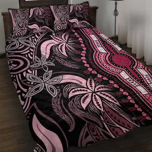 Polynesia Mixed African Dashiki Quilt Bed Set Afro-pacific Culture - Pink