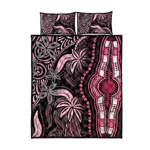 Polynesia Mixed African Dashiki Quilt Bed Set Afro-pacific Culture - Pink