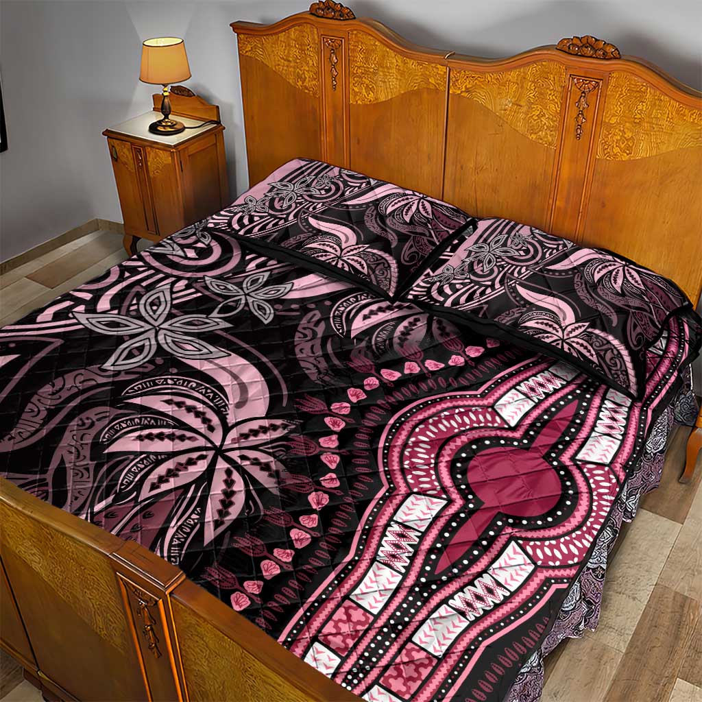 Polynesia Mixed African Dashiki Quilt Bed Set Afro-pacific Culture - Pink
