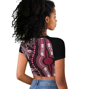 Polynesia Mixed African Dashiki Raglan Cropped T shirt Afro-pacific Culture - Pink