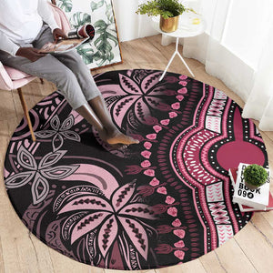 Polynesia Mixed African Dashiki Round Carpet Afro-pacific Culture - Pink