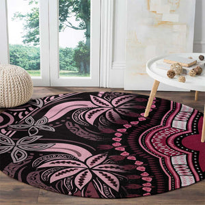 Polynesia Mixed African Dashiki Round Carpet Afro-pacific Culture - Pink