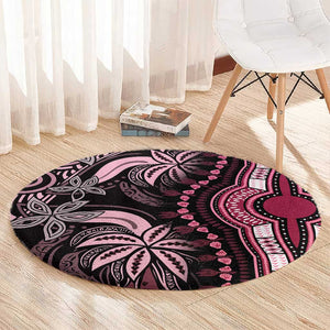 Polynesia Mixed African Dashiki Round Carpet Afro-pacific Culture - Pink